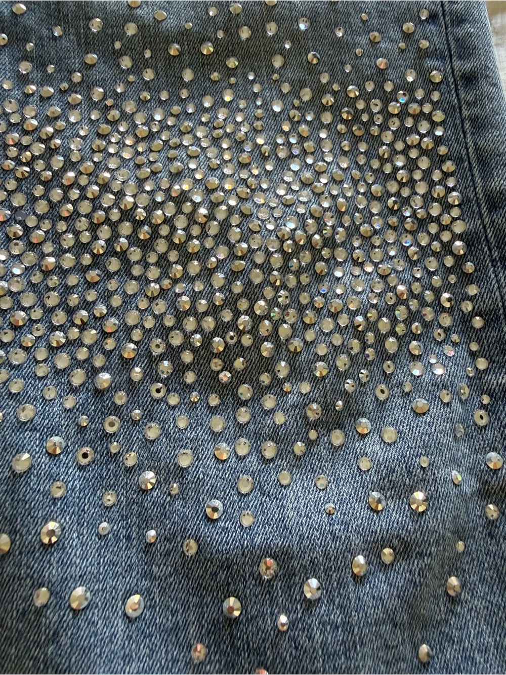 7 For All Mankind Blue Skinny Jeans with Rhinestone Studs